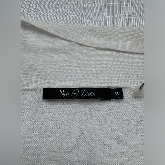 Nice+Zoe linen viscose white ivory open or tie front cardigan S - Picture 4 of 5